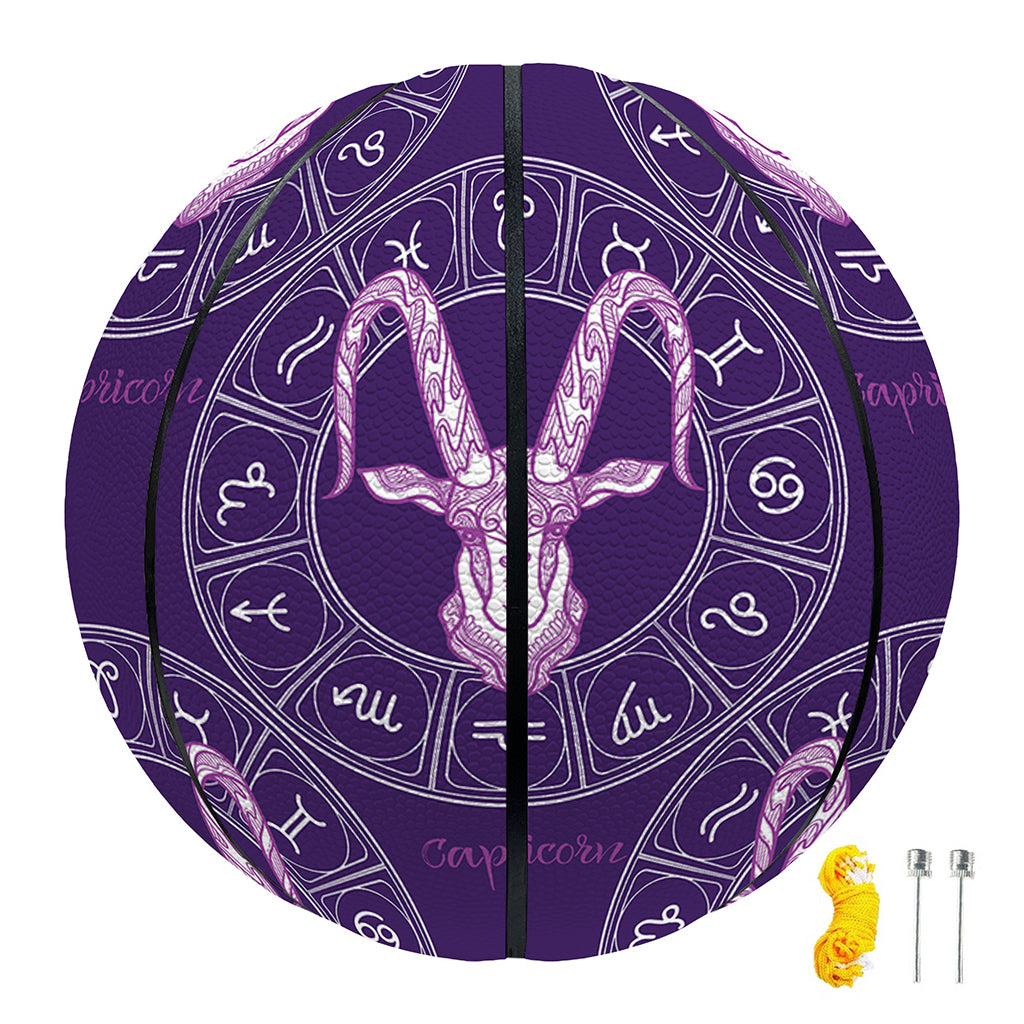 Purple Capricorn Zodiac Pattern Print Basketball