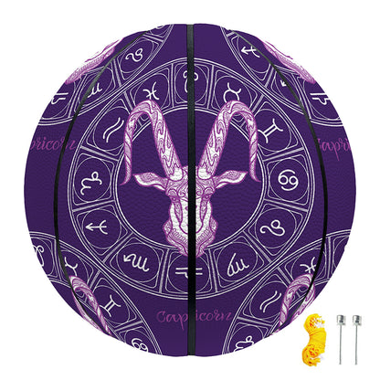 Purple Capricorn Zodiac Pattern Print Basketball
