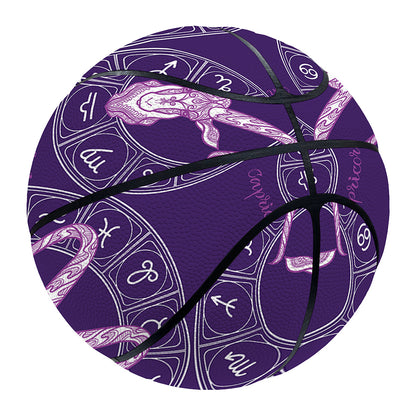 Purple Capricorn Zodiac Pattern Print Basketball