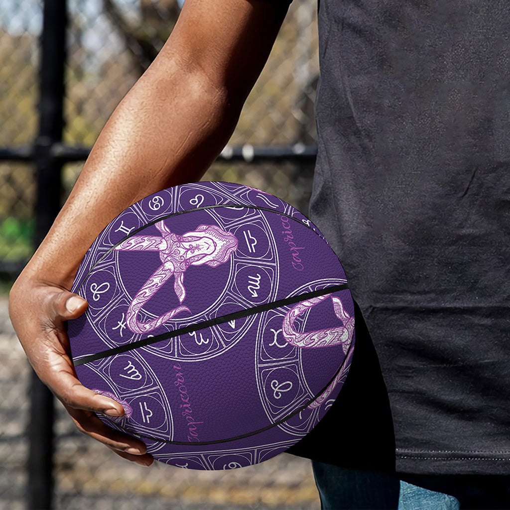 Purple Capricorn Zodiac Pattern Print Basketball