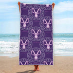 Purple Capricorn Zodiac Pattern Print Beach Towel