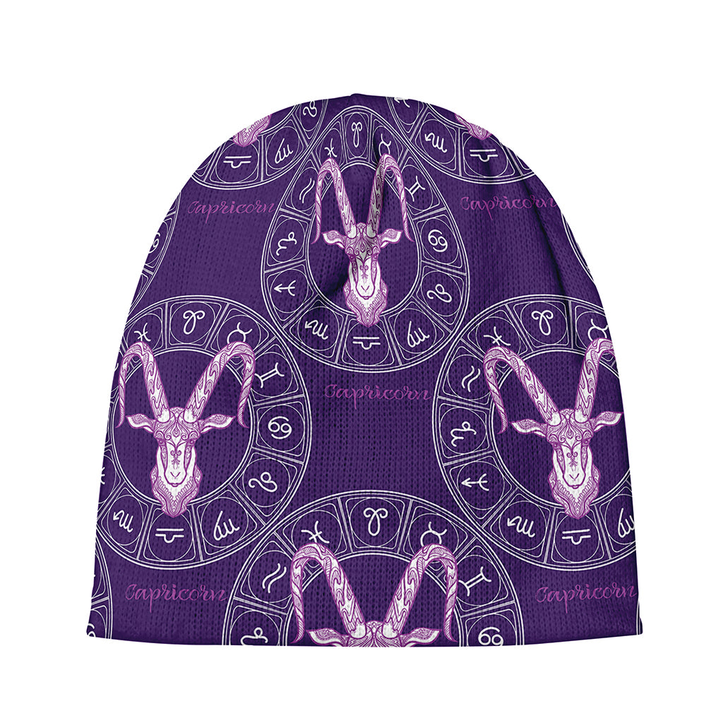 Purple Capricorn Zodiac Pattern Print Beanie