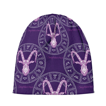 Purple Capricorn Zodiac Pattern Print Beanie
