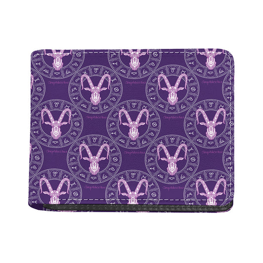 Purple Capricorn Zodiac Pattern Print Bifold Wallet