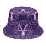 Purple Capricorn Zodiac Pattern Print Bucket Hat