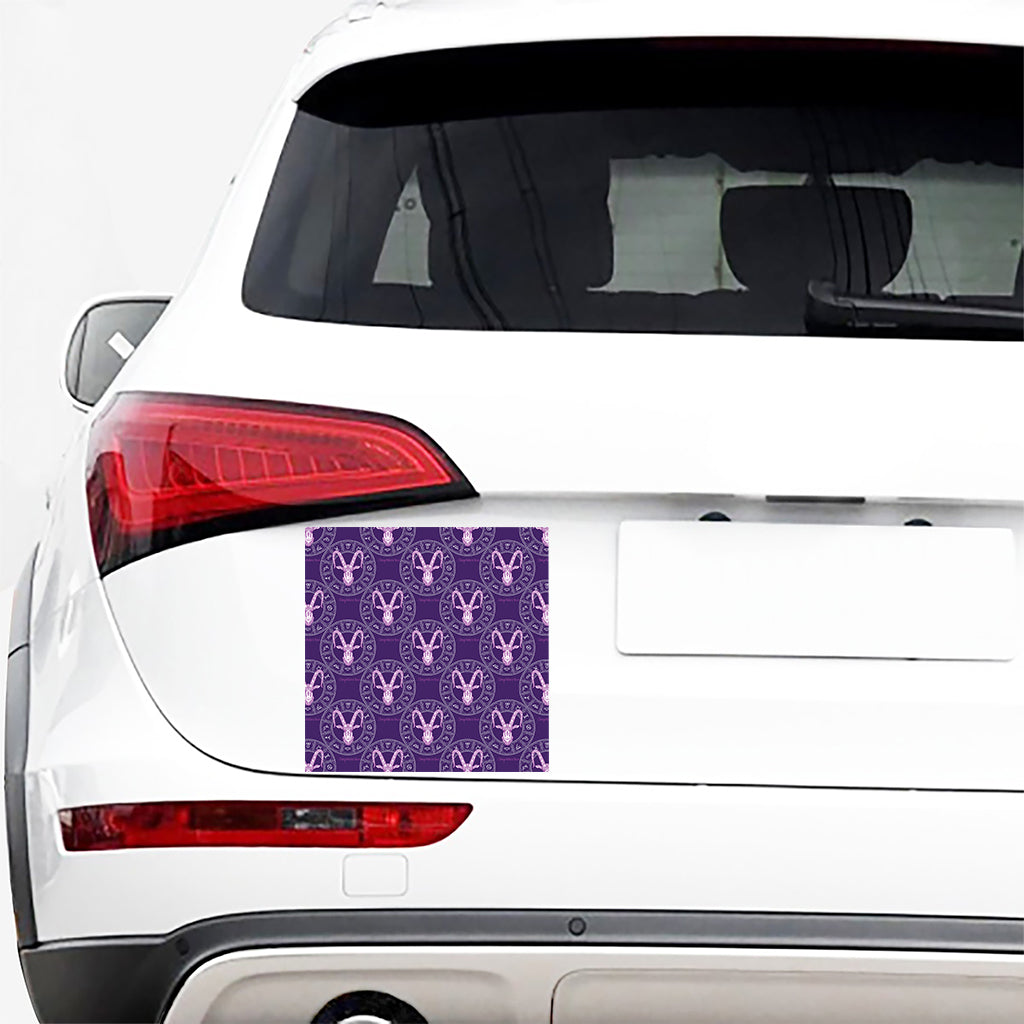 Purple Capricorn Zodiac Pattern Print Car Sticker