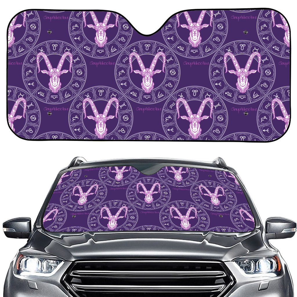 Purple Capricorn Zodiac Pattern Print Car Windshield Sun Shade
