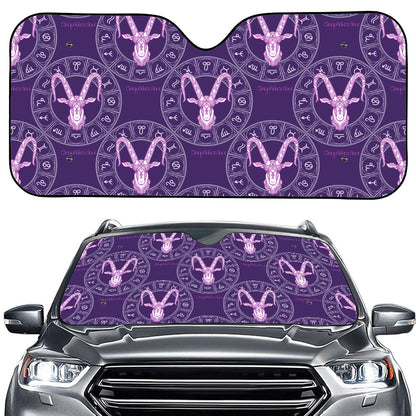 Purple Capricorn Zodiac Pattern Print Car Windshield Sun Shade