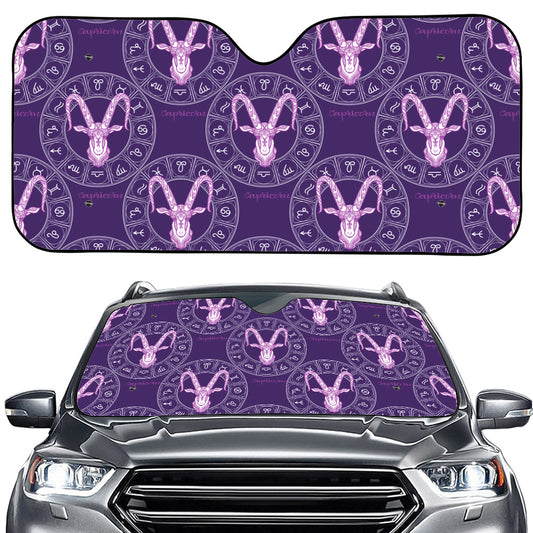 Purple Capricorn Zodiac Pattern Print Car Windshield Sun Shade