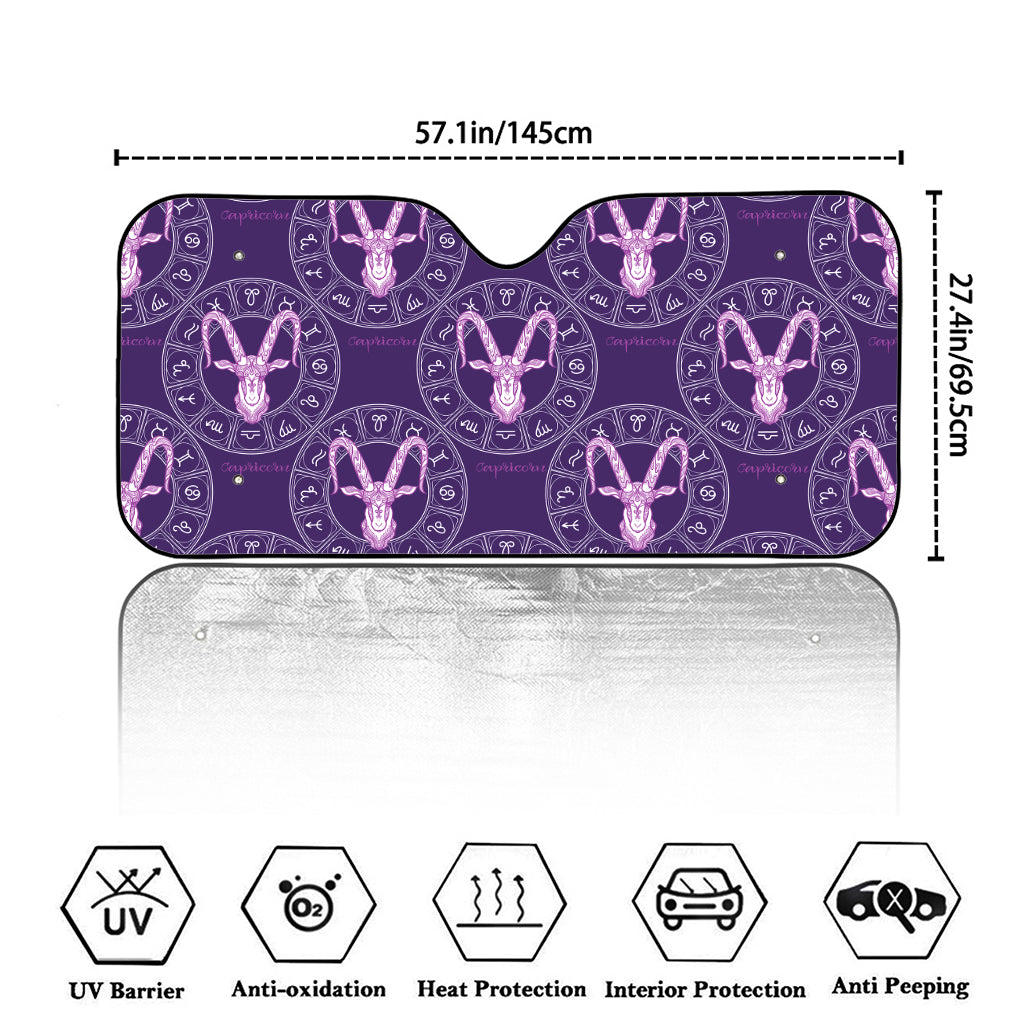 Purple Capricorn Zodiac Pattern Print Car Windshield Sun Shade