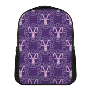 Purple Capricorn Zodiac Pattern Print Casual Backpack