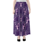 Purple Capricorn Zodiac Pattern Print Chiffon Maxi Skirt