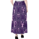 Purple Capricorn Zodiac Pattern Print Chiffon Maxi Skirt