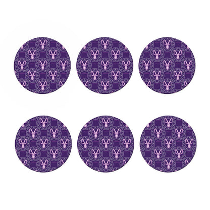 Purple Capricorn Zodiac Pattern Print Coaster Set