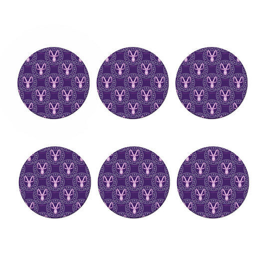 Purple Capricorn Zodiac Pattern Print Coaster Set