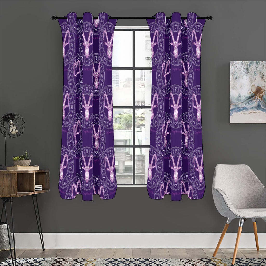Purple Capricorn Zodiac Pattern Print Curtain