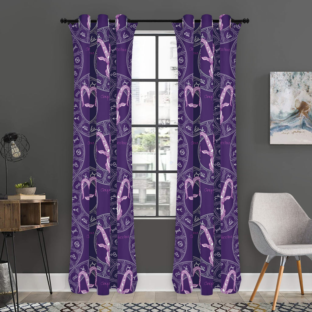 Purple Capricorn Zodiac Pattern Print Curtain