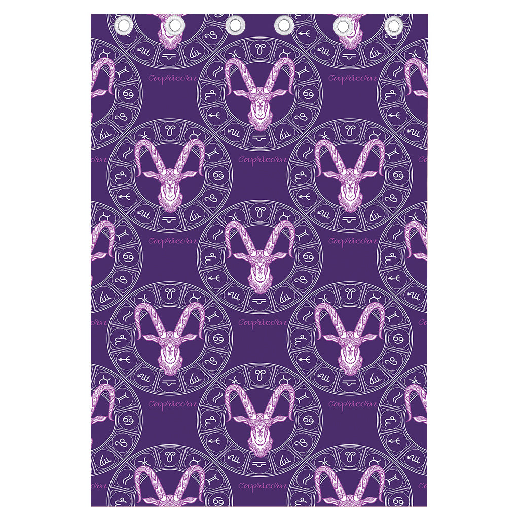 Purple Capricorn Zodiac Pattern Print Curtain
