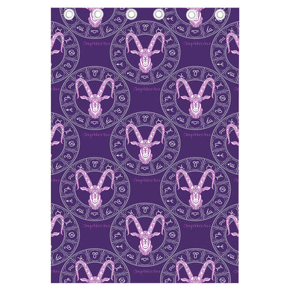 Purple Capricorn Zodiac Pattern Print Curtain