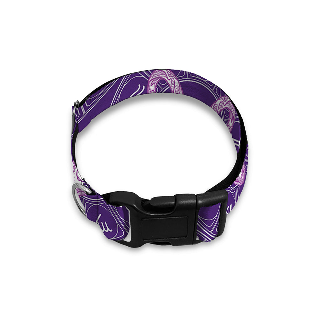 Purple Capricorn Zodiac Pattern Print Dog Collar