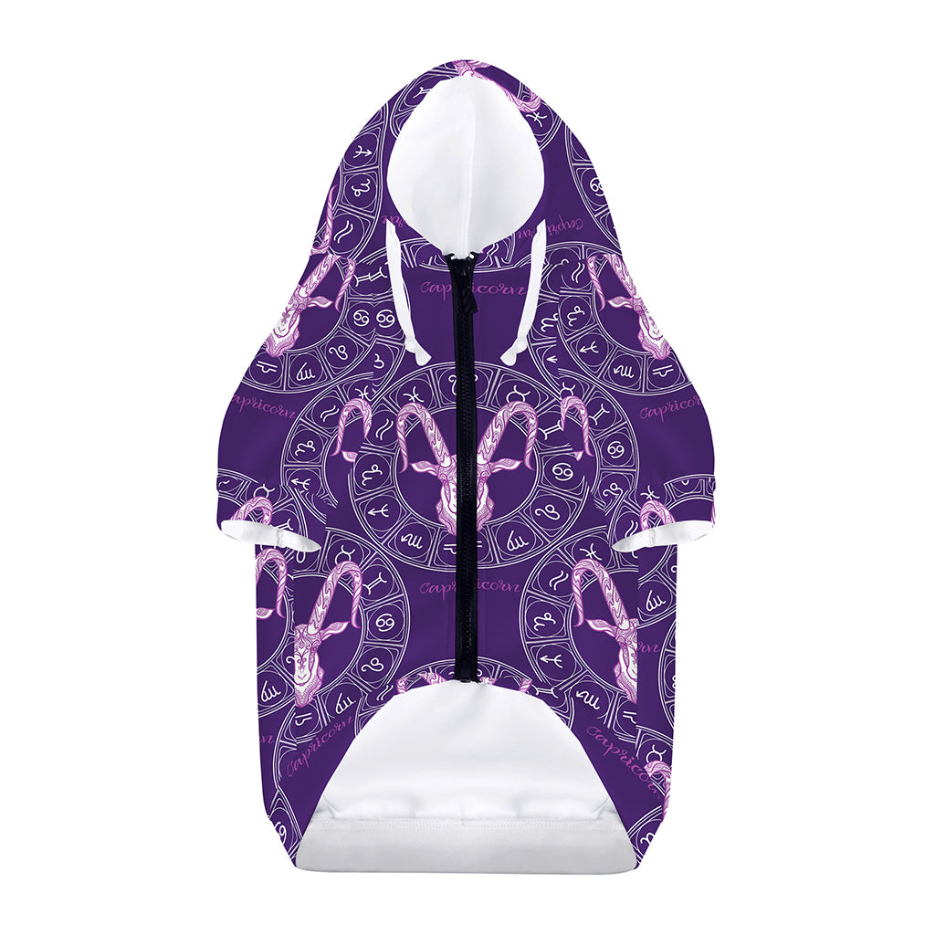 Purple Capricorn Zodiac Pattern Print Dog Zip Up Hoodie