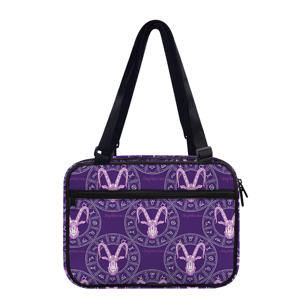 Purple Capricorn Zodiac Pattern Print Double Strap Bible Bag