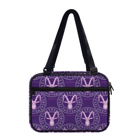 Purple Capricorn Zodiac Pattern Print Double Strap Bible Bag