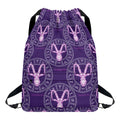 Purple Capricorn Zodiac Pattern Print Drawstring Backpack