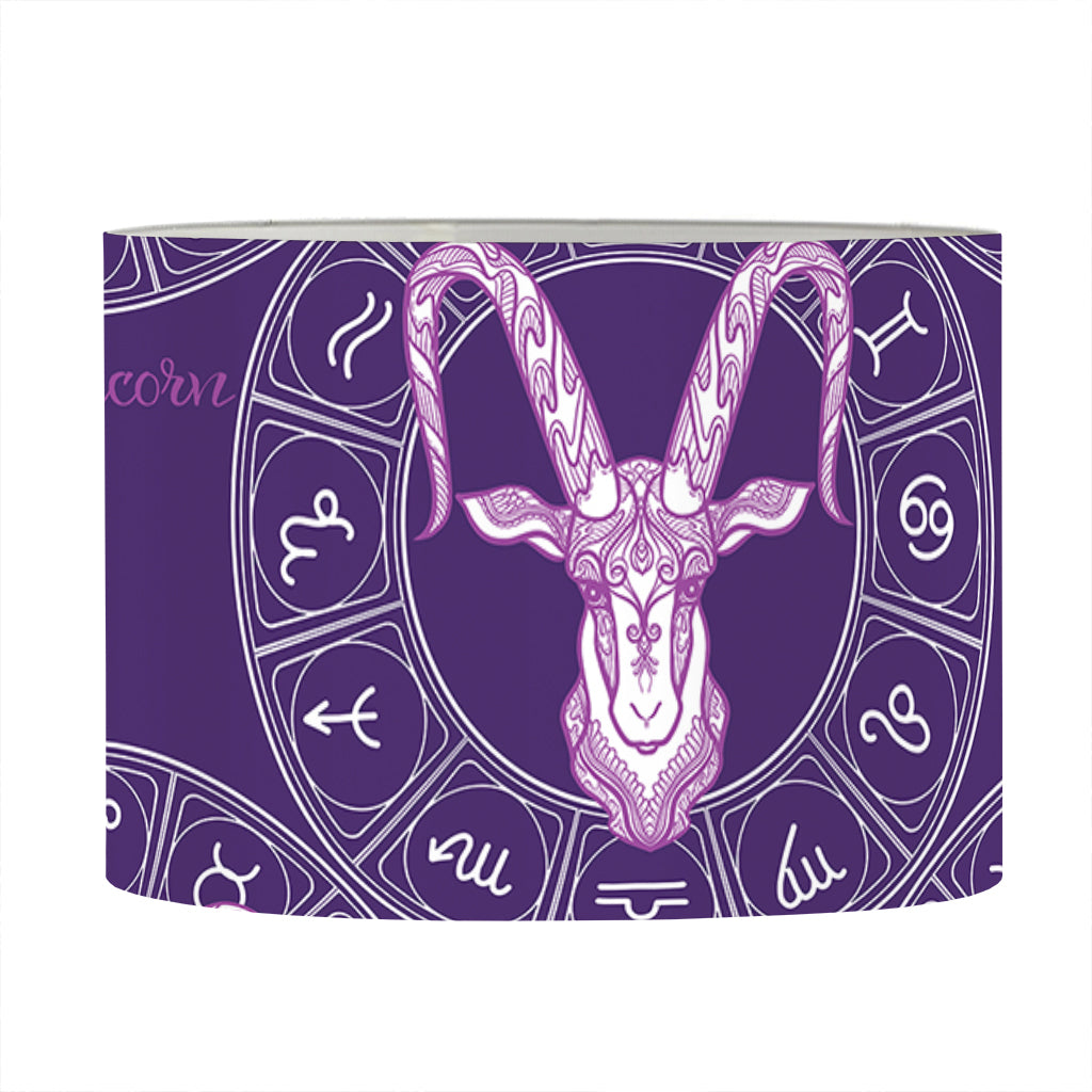 Purple Capricorn Zodiac Pattern Print Drum Lamp Shade