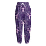 Purple Capricorn Zodiac Pattern Print Fleece Lined Knit Pants