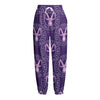 Purple Capricorn Zodiac Pattern Print Fleece Lined Knit Pants