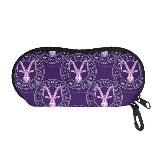 Purple Capricorn Zodiac Pattern Print Glasses Case