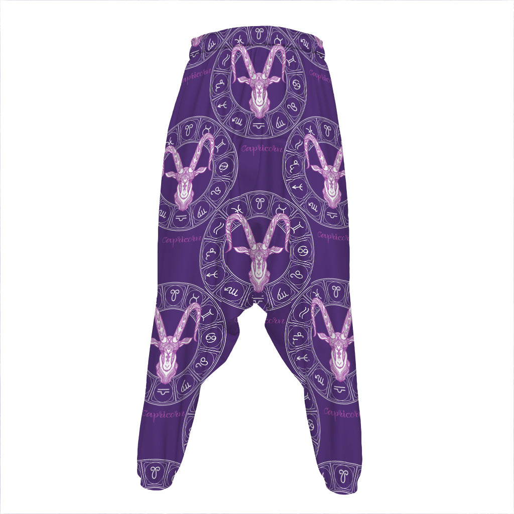 Purple Capricorn Zodiac Pattern Print Hammer Pants