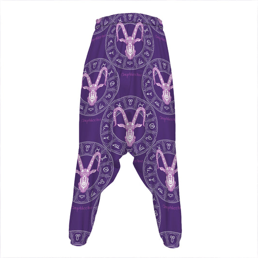 Purple Capricorn Zodiac Pattern Print Hammer Pants