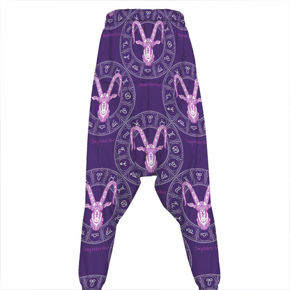 Purple Capricorn Zodiac Pattern Print Hammer Pants