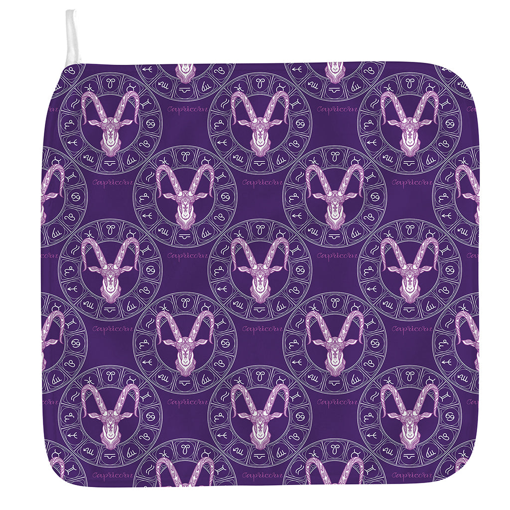 Purple Capricorn Zodiac Pattern Print Hand Towel