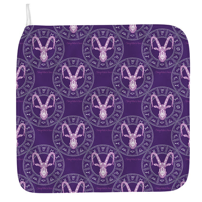 Purple Capricorn Zodiac Pattern Print Hand Towel