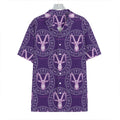 Purple Capricorn Zodiac Pattern Print Hawaiian Shirt