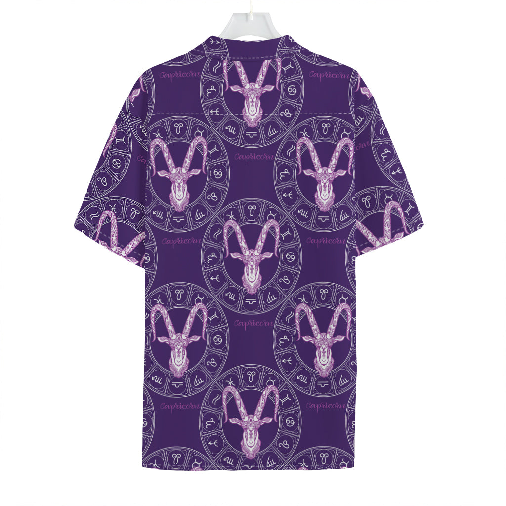 Purple Capricorn Zodiac Pattern Print Hawaiian Shirt