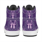 Purple Capricorn Zodiac Pattern Print High Top Leather Sneakers