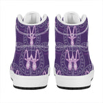 Purple Capricorn Zodiac Pattern Print High Top Leather Sneakers