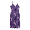 Purple Capricorn Zodiac Pattern Print Jersey Midi Cami Dress