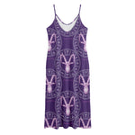 Purple Capricorn Zodiac Pattern Print Jersey Midi Cami Dress