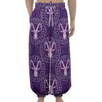 Purple Capricorn Zodiac Pattern Print Lantern Pants