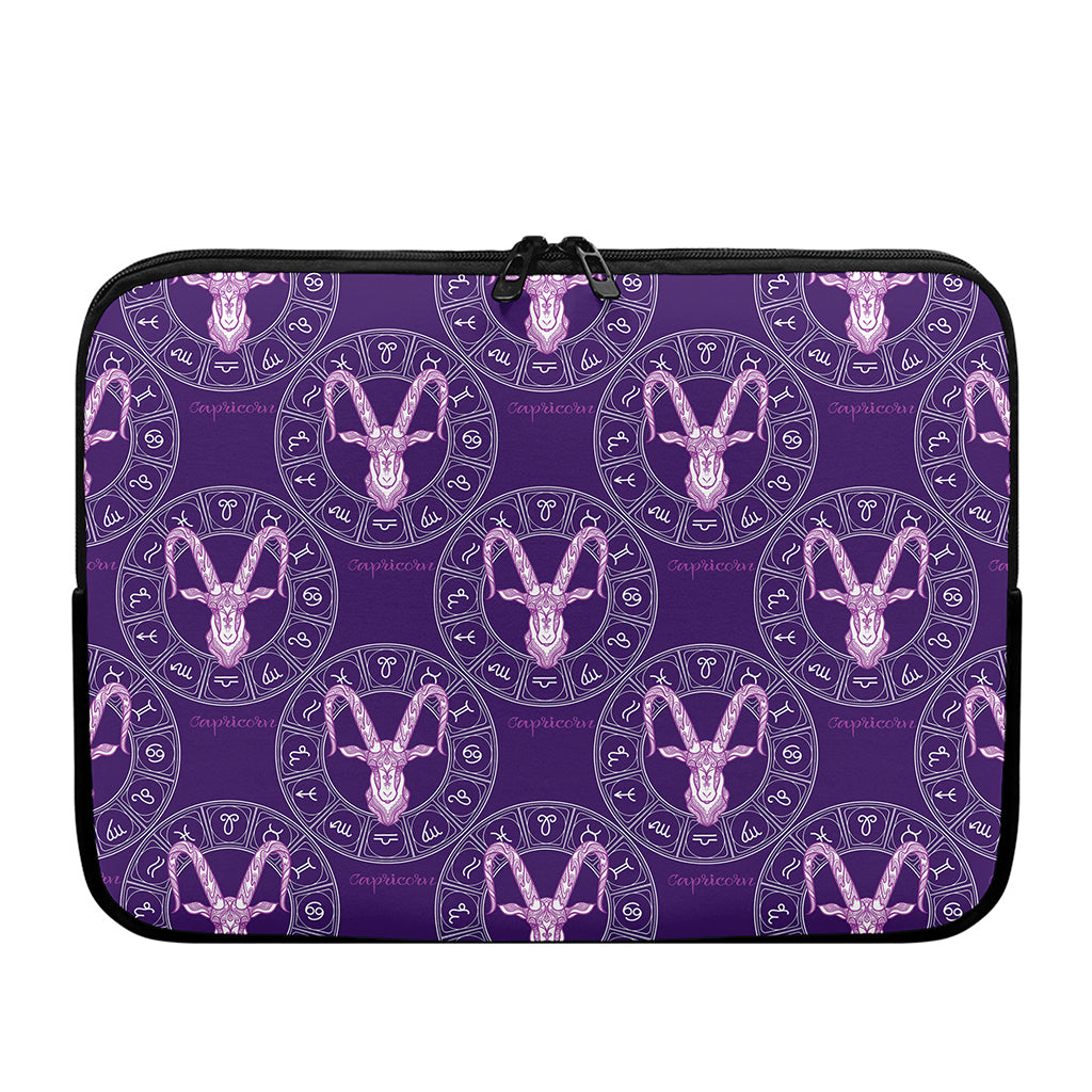 Purple Capricorn Zodiac Pattern Print Laptop Sleeve