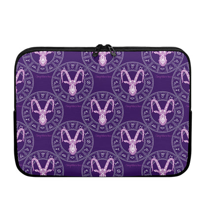 Purple Capricorn Zodiac Pattern Print Laptop Sleeve