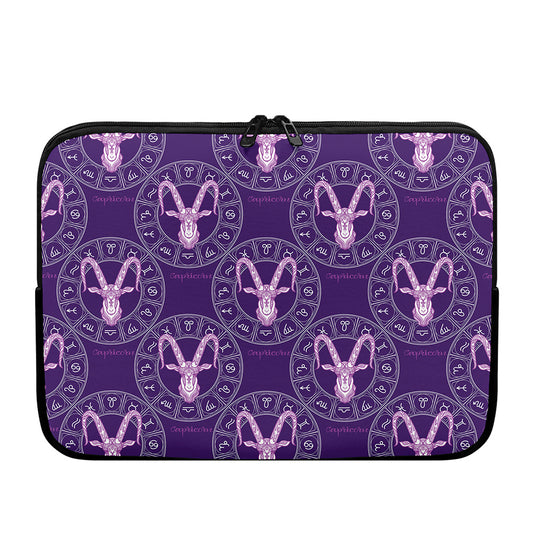 Purple Capricorn Zodiac Pattern Print Laptop Sleeve