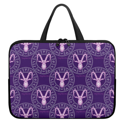 Purple Capricorn Zodiac Pattern Print Laptop Sleeve With Handle