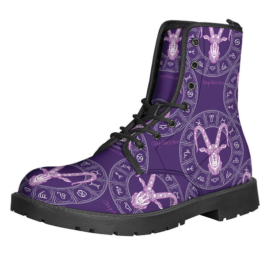 Purple Capricorn Zodiac Pattern Print Backpack