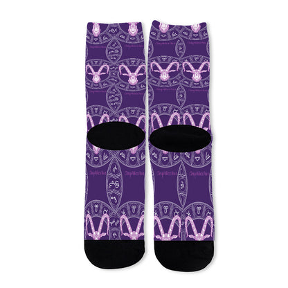 Purple Capricorn Zodiac Pattern Print Long Socks